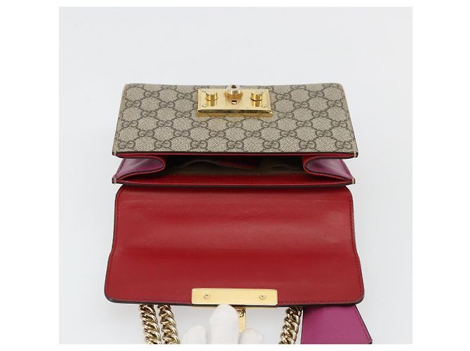 Borsa a tracolla GUCCI GG Supreme PVC Rosso Oro 409487 Auth ka4469 D'oro - vista 17
