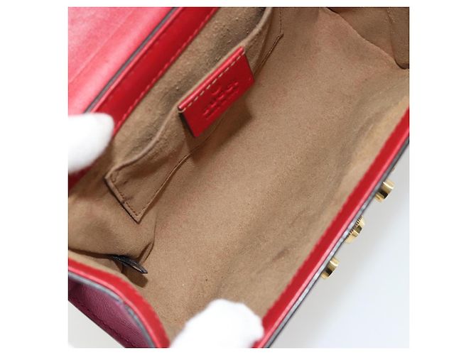 Borsa a tracolla GUCCI GG Supreme PVC Rosso Oro 409487 Auth ka4469 D'oro - vista 19