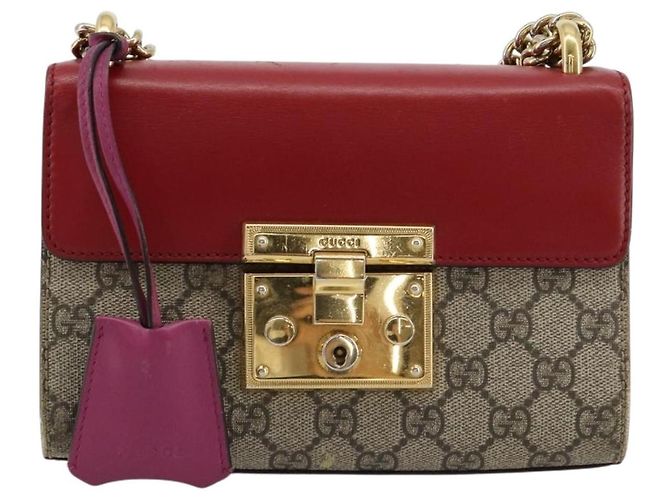 Borsa a tracolla GUCCI GG Supreme PVC Rosso Oro 409487 Auth ka4469 D'oro - vista 2