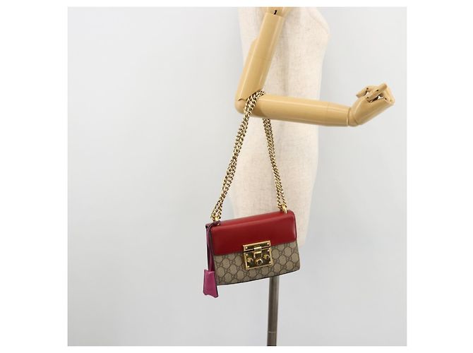 Borsa a tracolla GUCCI GG Supreme PVC Rosso Oro 409487 Auth ka4469 D'oro - vista 24
