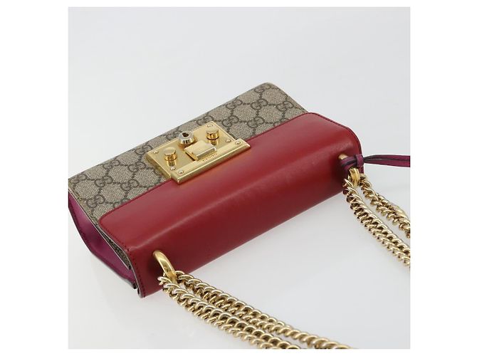 Borsa a tracolla GUCCI GG Supreme PVC Rosso Oro 409487 Auth ka4469 D'oro - vista 6