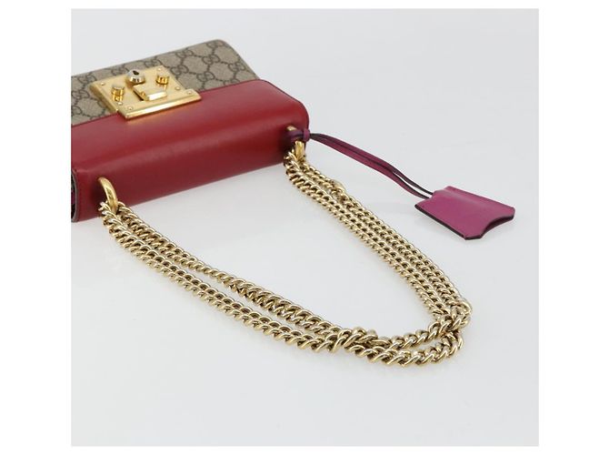 Borsa a tracolla GUCCI GG Supreme PVC Rosso Oro 409487 Auth ka4469 D'oro - vista 7