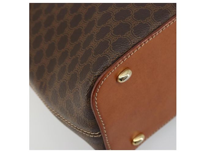 Céline Borsa a tracolla CELINE Macadam Canvas PVC Pelle Marrone Oro Auth 182190A D'oro - vista 11