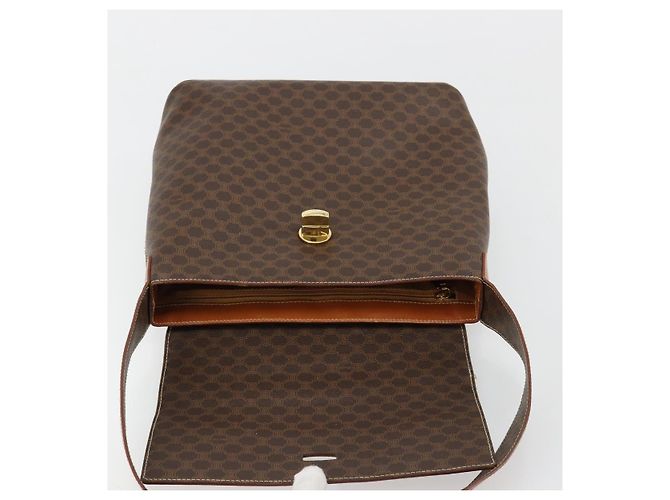 Céline Borsa a tracolla CELINE Macadam Canvas PVC Pelle Marrone Oro Auth 182190A D'oro - vista 15