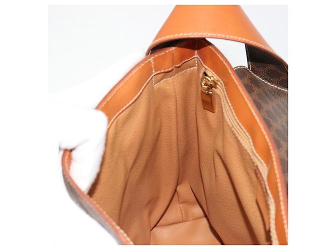 Céline Borsa a tracolla CELINE Macadam Canvas PVC Pelle Marrone Oro Auth 182190A D'oro - vista 19