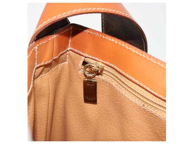 Céline Borsa a tracolla CELINE Macadam Canvas PVC Pelle Marrone Oro Auth 182190A D'oro - vista 20