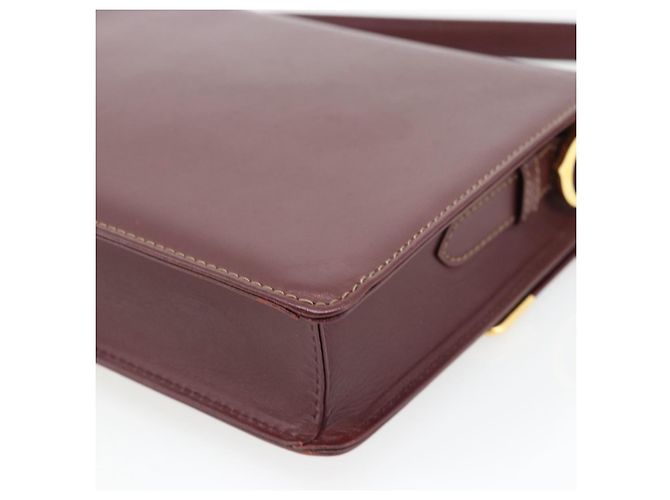 Borsa a Spalla CARTIER Must Line Pelle Bordeaux Oro Auth BA13274 D'oro Bordò - vista 12