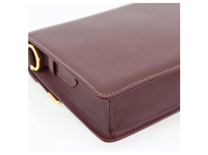 Borsa a Spalla CARTIER Must Line Pelle Bordeaux Oro Auth BA13274 D'oro Bordò - vista 13