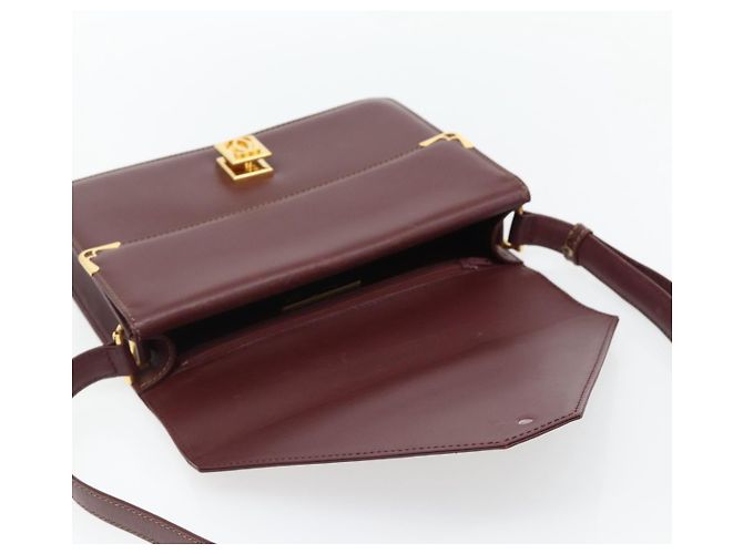 Borsa a Spalla CARTIER Must Line Pelle Bordeaux Oro Auth BA13274 D'oro Bordò - vista 15