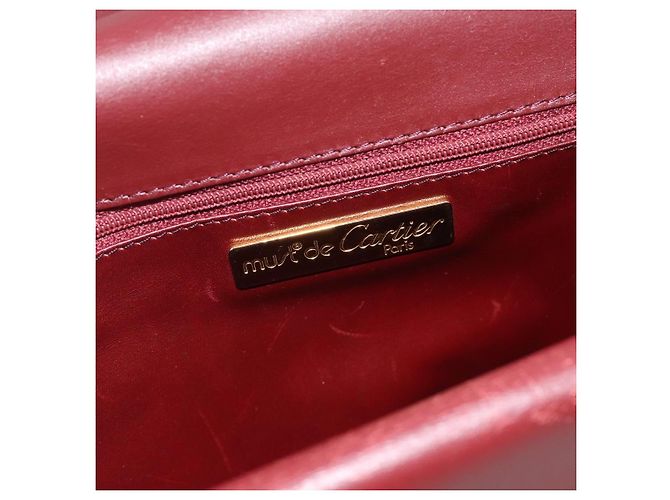Borsa a Spalla CARTIER Must Line Pelle Bordeaux Oro Auth BA13274 D'oro Bordò - vista 16