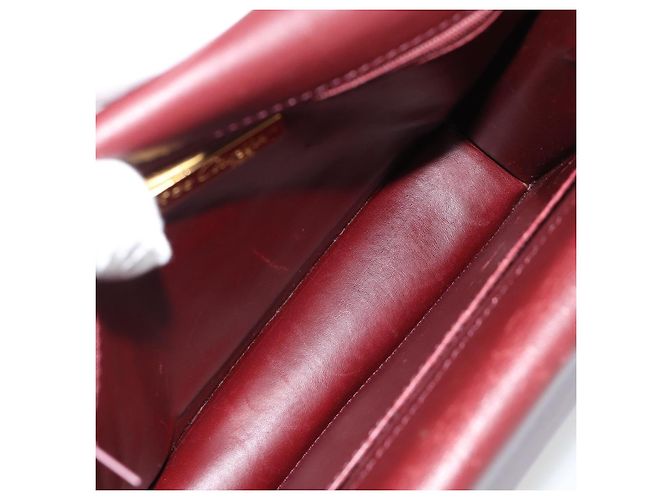 Borsa a Spalla CARTIER Must Line Pelle Bordeaux Oro Auth BA13274 D'oro Bordò - vista 17