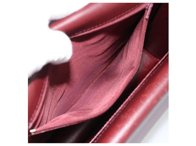 Borsa a Spalla CARTIER Must Line Pelle Bordeaux Oro Auth BA13274 D'oro Bordò - vista 21