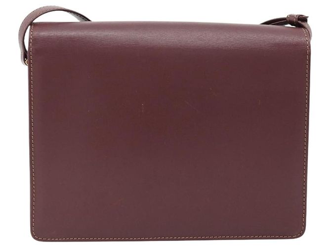 Borsa a Spalla CARTIER Must Line Pelle Bordeaux Oro Auth BA13274 D'oro Bordò - vista 3