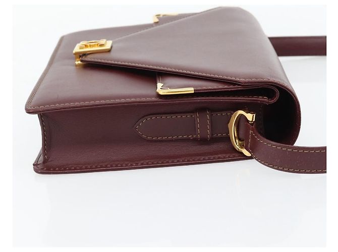 Borsa a Spalla CARTIER Must Line Pelle Bordeaux Oro Auth BA13274 D'oro Bordò - vista 5