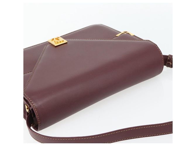 Borsa a Spalla CARTIER Must Line Pelle Bordeaux Oro Auth BA13274 D'oro Bordò - vista 6