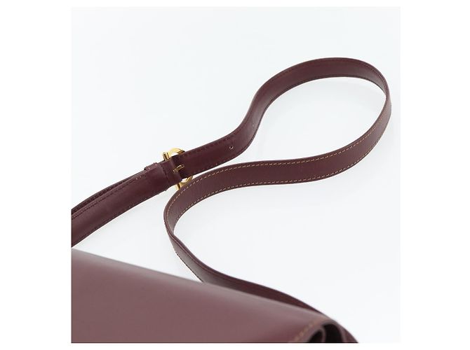 Borsa a Spalla CARTIER Must Line Pelle Bordeaux Oro Auth BA13274 D'oro Bordò - vista 8