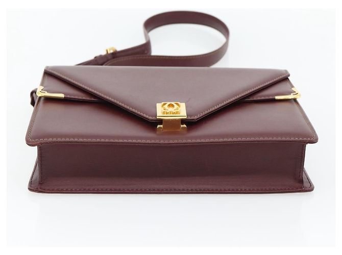 Borsa a Spalla CARTIER Must Line Pelle Bordeaux Oro Auth BA13274 D'oro Bordò - vista 9