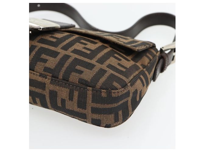 FENDI Zucca Canvas Mamma Baguette Shoulder Bag Black Brown Auth 178872SAM Marrone Nero - vista 10