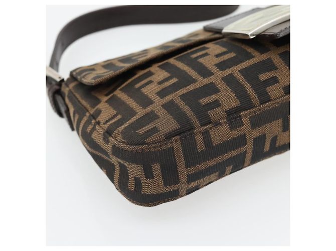 FENDI Zucca Canvas Mamma Baguette Shoulder Bag Black Brown Auth 178872SAM Marrone Nero - vista 11