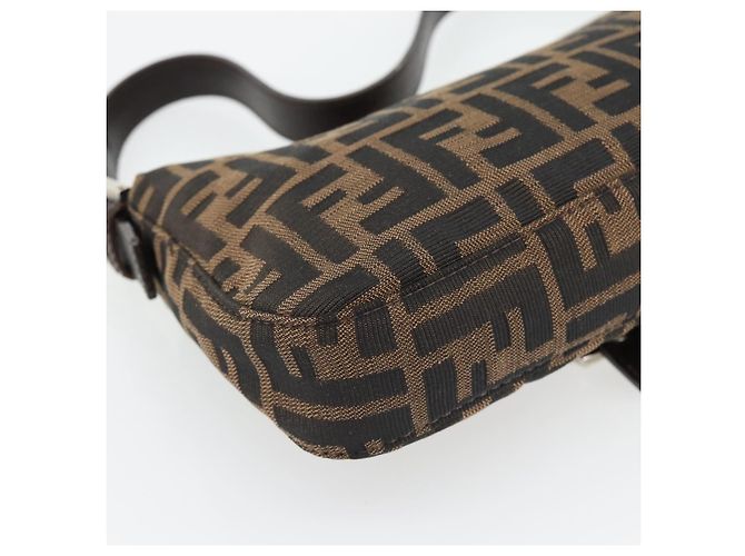 FENDI Zucca Canvas Mamma Baguette Shoulder Bag Black Brown Auth 178872SAM Marrone Nero - vista 13
