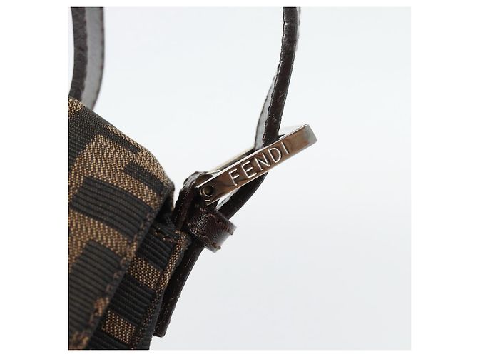 FENDI Zucca Canvas Mamma Baguette Shoulder Bag Black Brown Auth 178872SAM Marrone Nero - vista 14