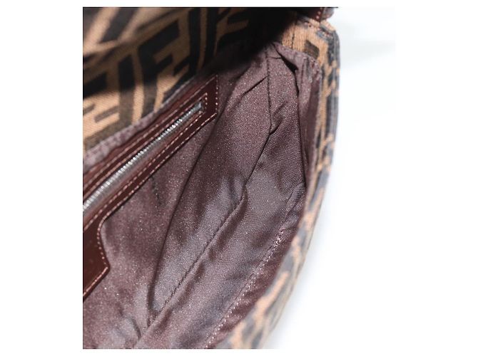 FENDI Zucca Canvas Mamma Baguette Shoulder Bag Black Brown Auth 178872SAM Marrone Nero - vista 17
