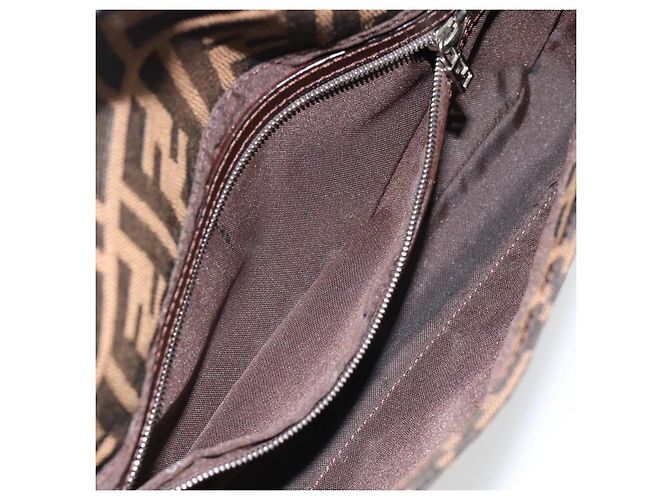 FENDI Zucca Canvas Mamma Baguette Shoulder Bag Black Brown Auth 178872SAM Marrone Nero - vista 20