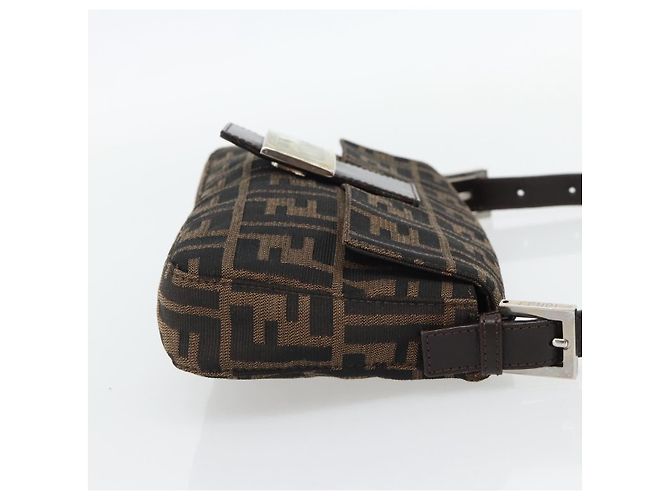FENDI Zucca Canvas Mamma Baguette Shoulder Bag Black Brown Auth 178872SAM Marrone Nero - vista 5