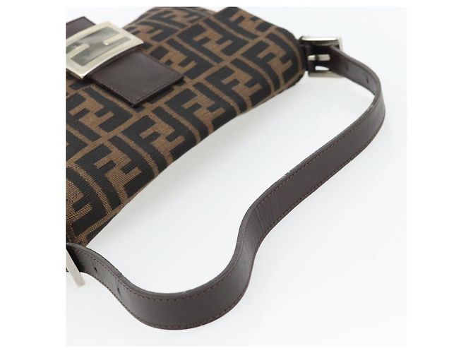 FENDI Zucca Canvas Mamma Baguette Shoulder Bag Black Brown Auth 178872SAM Marrone Nero - vista 7