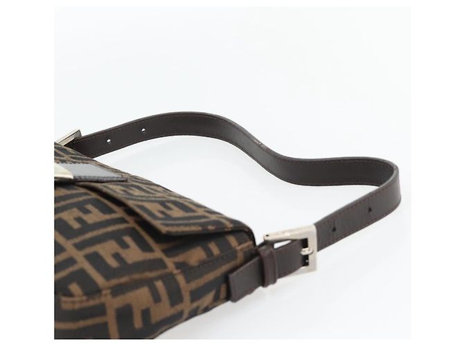 FENDI Zucca Canvas Mamma Baguette Shoulder Bag Black Brown Auth 178872SAM Marrone Nero - vista 8