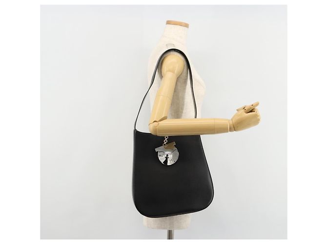 Borsa a tracolla Salvatore Ferragamo Gancini in pelle nera argento Auth BA12954 Nero - vista 21