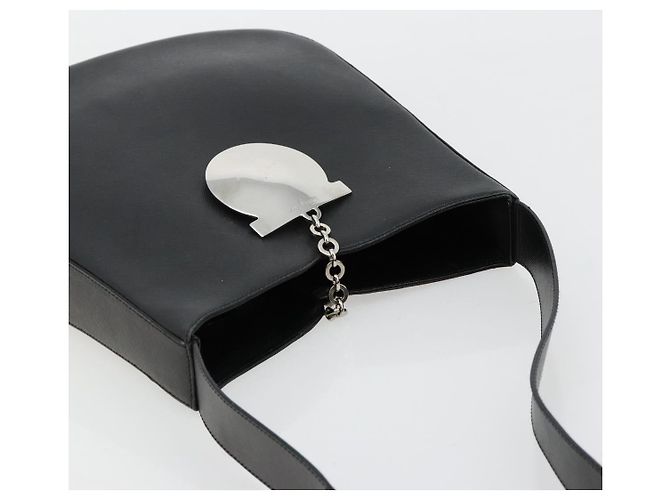 Borsa a tracolla Salvatore Ferragamo Gancini in pelle nera argento Auth BA12954 Nero - vista 6