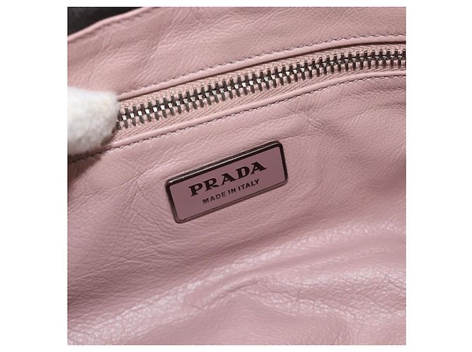 Borsa a Spalla PRADA in Pelle Marrone Scuro Argento Auth 181835M - vista 16