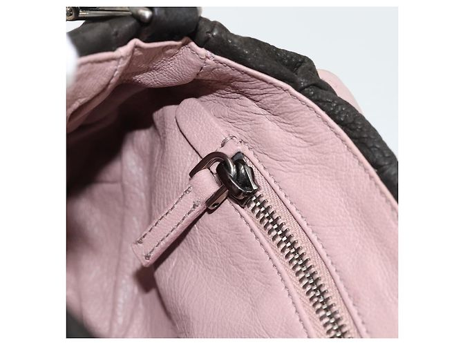 Borsa a Spalla PRADA in Pelle Marrone Scuro Argento Auth 181835M - vista 20