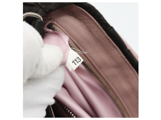 Borsa a Spalla PRADA in Pelle Marrone Scuro Argento Auth 181835M - vista 22