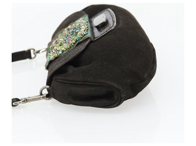 Borsa a Spalla PRADA in Pelle Marrone Scuro Argento Auth 181835M - vista 4