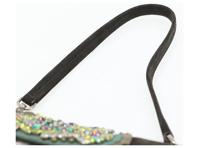 Borsa a Spalla PRADA in Pelle Marrone Scuro Argento Auth 181835M - vista 8