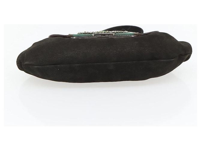 Borsa a Spalla PRADA in Pelle Marrone Scuro Argento Auth 181835M - vista 9