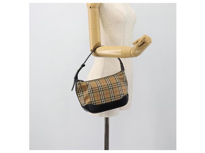 BURBERRY Nova Check Schultertasche Canvas Beige Gold Auth 182559 - Ansicht 22
