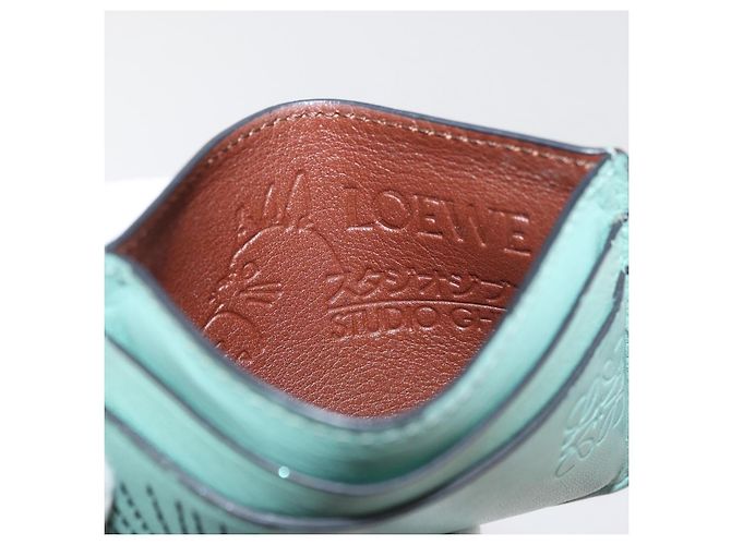 LOEWE Studio Ghibli Susuwatari Spirited Away Tarjetero de cuero Auth 167363M Verde - vista 9