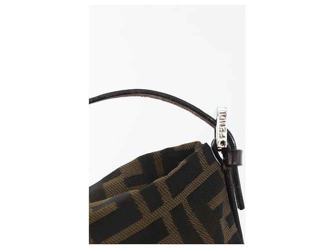 Borsa a tracolla FENDI Zucca Canvas Nero Marrone Auth bs35401 - vista 15
