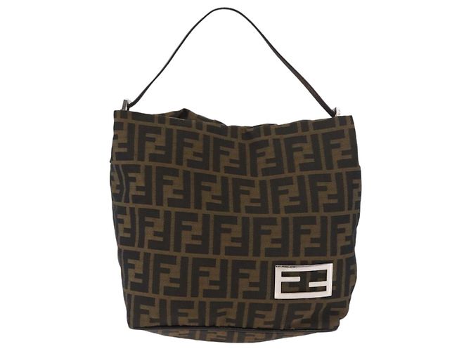 Borsa a tracolla FENDI Zucca Canvas Nero Marrone Auth bs35401 - vista 2