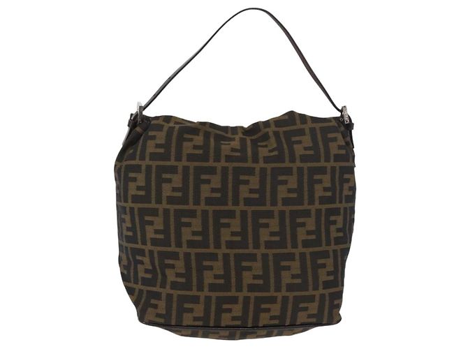 Borsa a tracolla FENDI Zucca Canvas Nero Marrone Auth bs35401 - vista 3