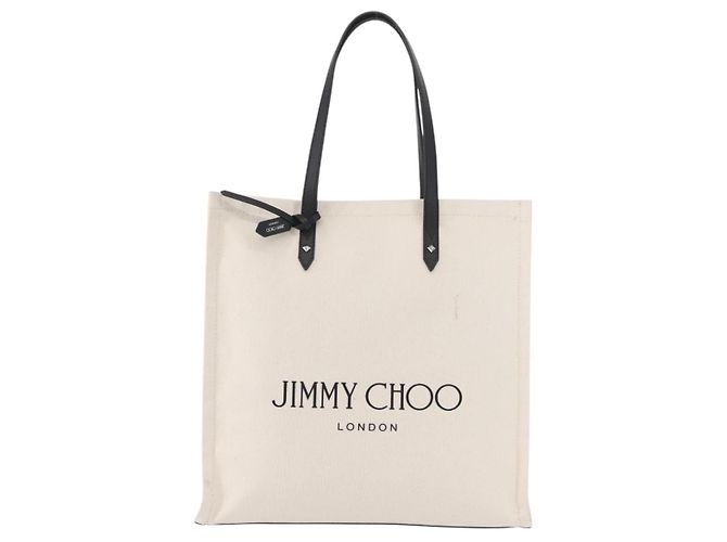 Jimmy Choo Tote Bag Canvas Ivory Silver Auth bs35392A Silber Roh - Ansicht 2