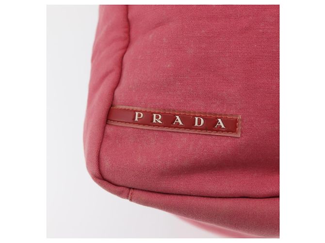 PRADA Boston Bag Canvas Rosa Silber Authentisch 181809 Pink - Ansicht 15