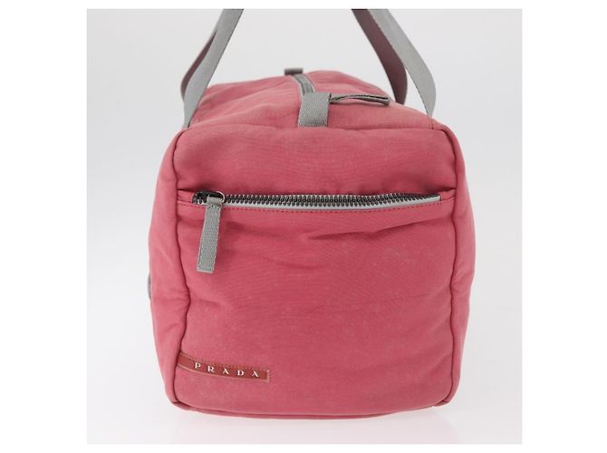 PRADA Boston Bag Canvas Rosa Silber Authentisch 181809 Pink - Ansicht 6