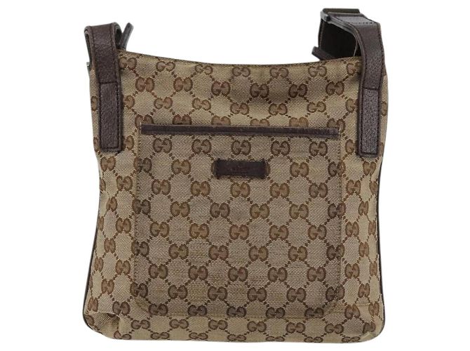 Borsa a Spalla GUCCI GG Canvas Beige Argento 122793 Auth 180064 - vista 2