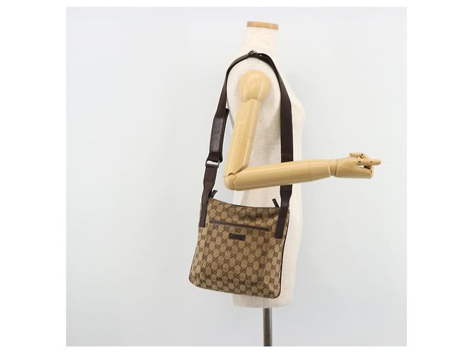 Borsa a Spalla GUCCI GG Canvas Beige Argento 122793 Auth 180064 - vista 24