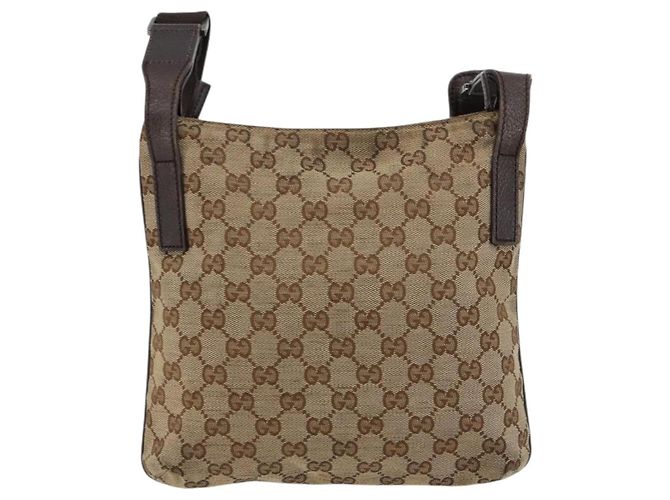Borsa a Spalla GUCCI GG Canvas Beige Argento 122793 Auth 180064 - vista 3