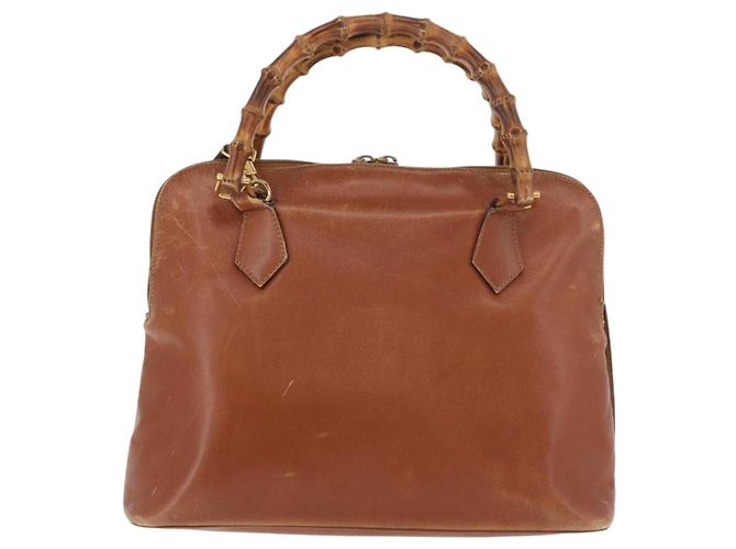 Borsa a Mano GUCCI Bamboo in Pelle 2way Beige Oro 000 1448 0289 Auth BA12991 D'oro - vista 2